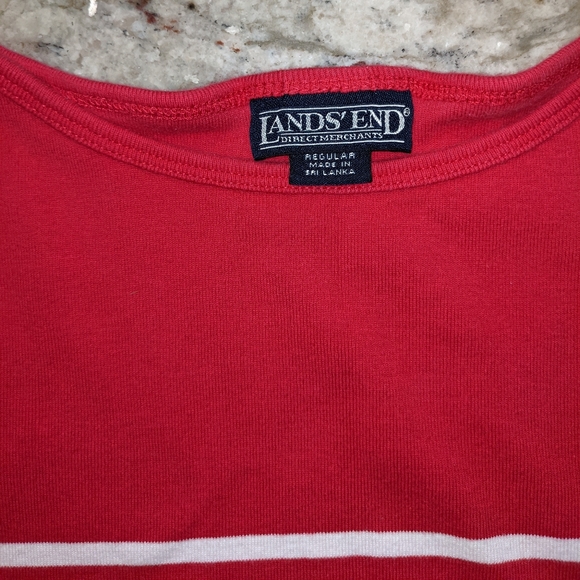 Land's End Crewneck Red & White Striped 100% Cotton EUC Small - Picture 8 of 8